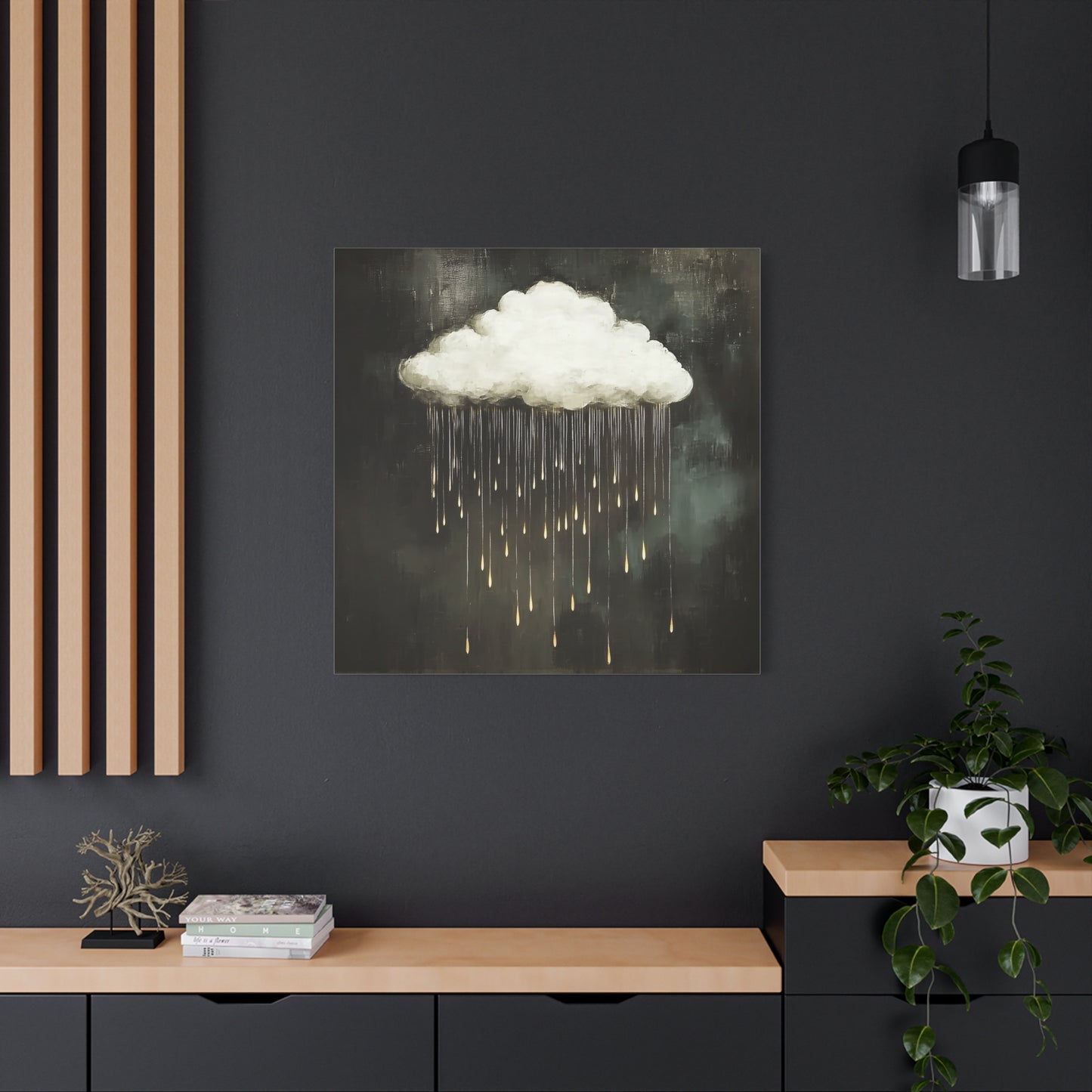 Dream Cloud — Gold Raindrops Canvas Wall Art