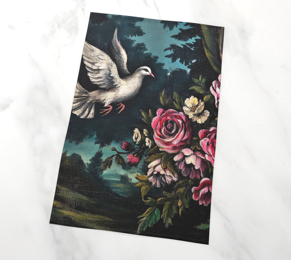 Dove and Roses Tea Towel | Faith-Inspired Kitchen Accent