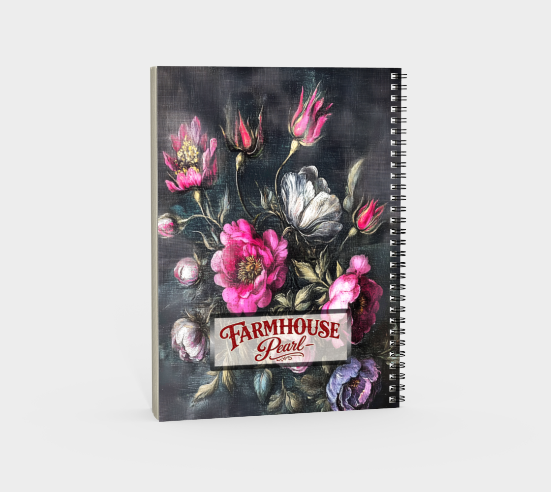 Wild Rose Garden Spiral Notebook | Floral Farmhouse Journal
