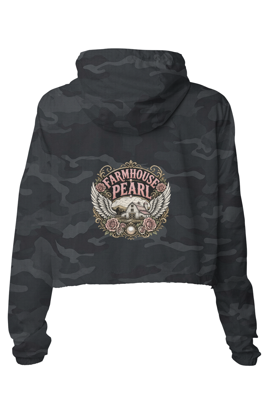 Black Camo Crop Windbreaker