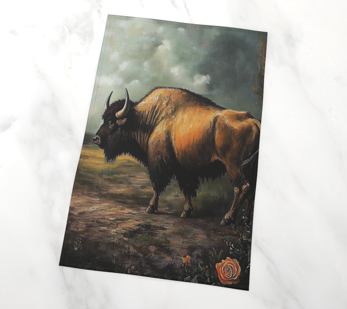 Buffalo & Roses 2 Tea Towel | Farmhouse Kitchen Accent