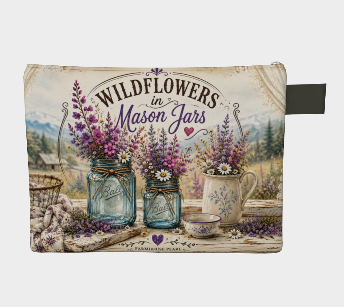 Wildflowers in Mason Jars Zipper Carry-All Pouch