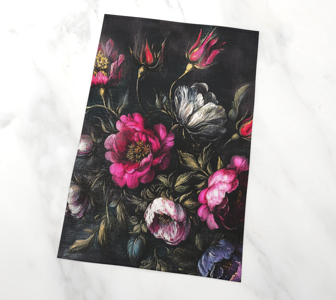 Roses Organic Cotton Tea Towel | Floral Kitchen Accent