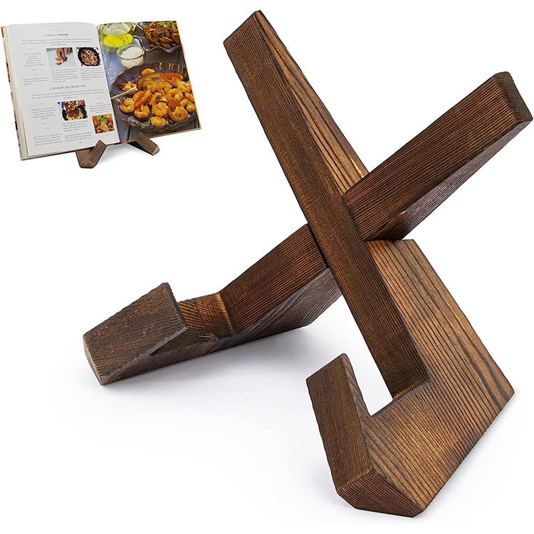 Rustic Pine Wood Cookbook Stand | Farmhouse Kitchen Decor