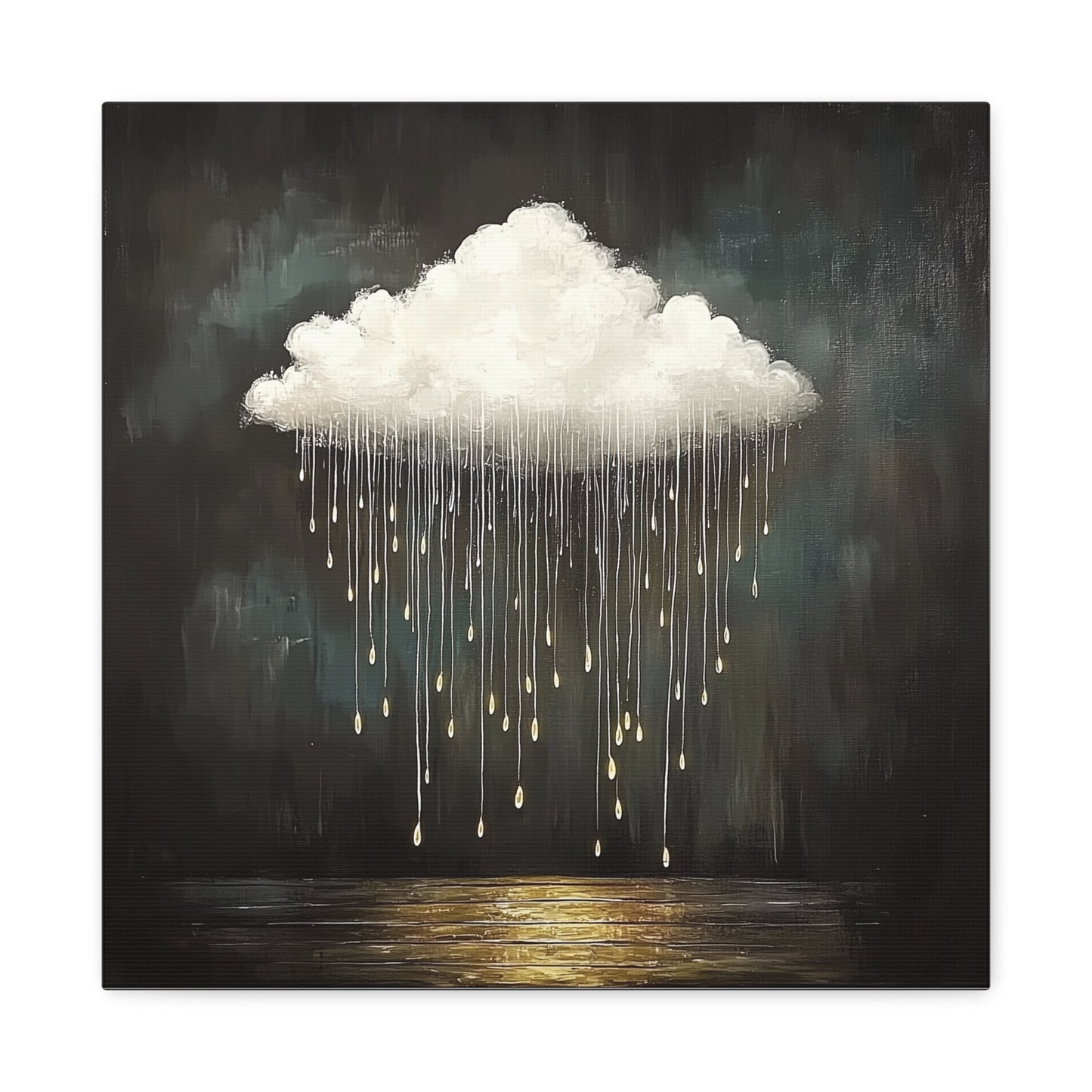 Golden Rain Cloud Canvas Wall Art | Dreamy Moody Matte Print