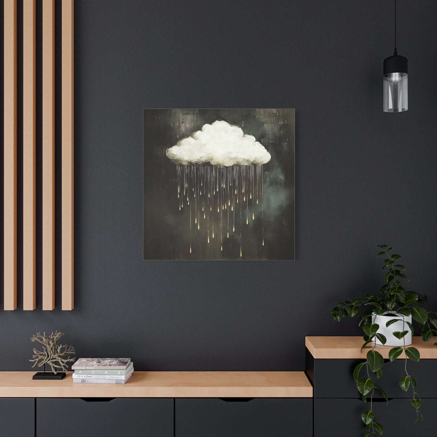 Dream Cloud — Gold Raindrops Canvas Wall Art