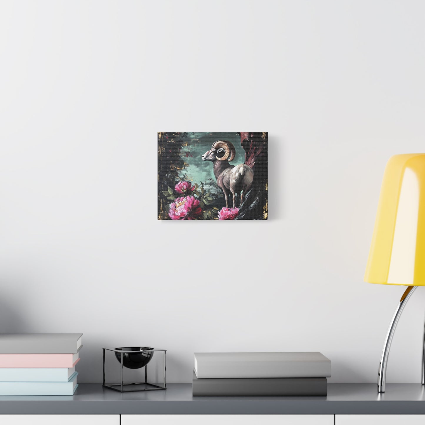 Bighorn Ram Canvas Wall Art | Wild Floral Matte Print