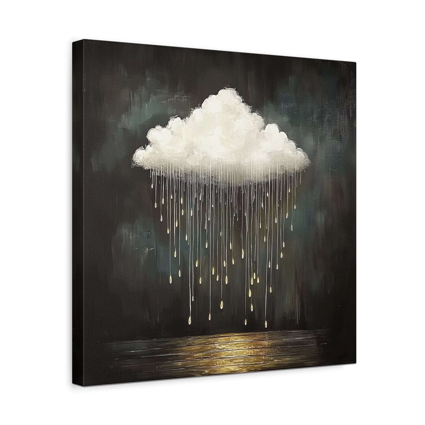 Golden Rain Cloud Canvas Wall Art | Dreamy Moody Matte Print