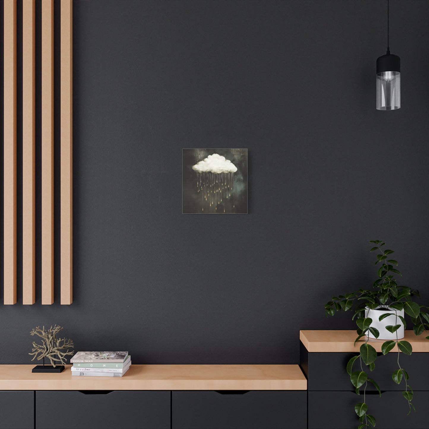 Dream Cloud — Gold Raindrops Canvas Wall Art