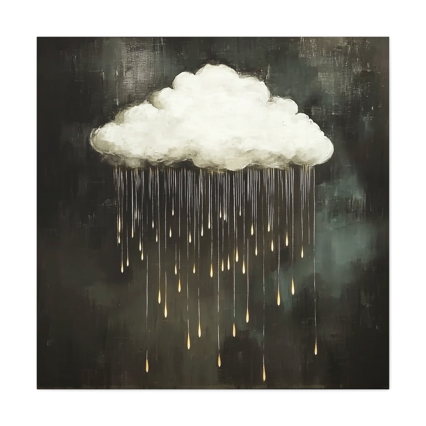 Dream Cloud — Gold Raindrops Canvas Wall Art