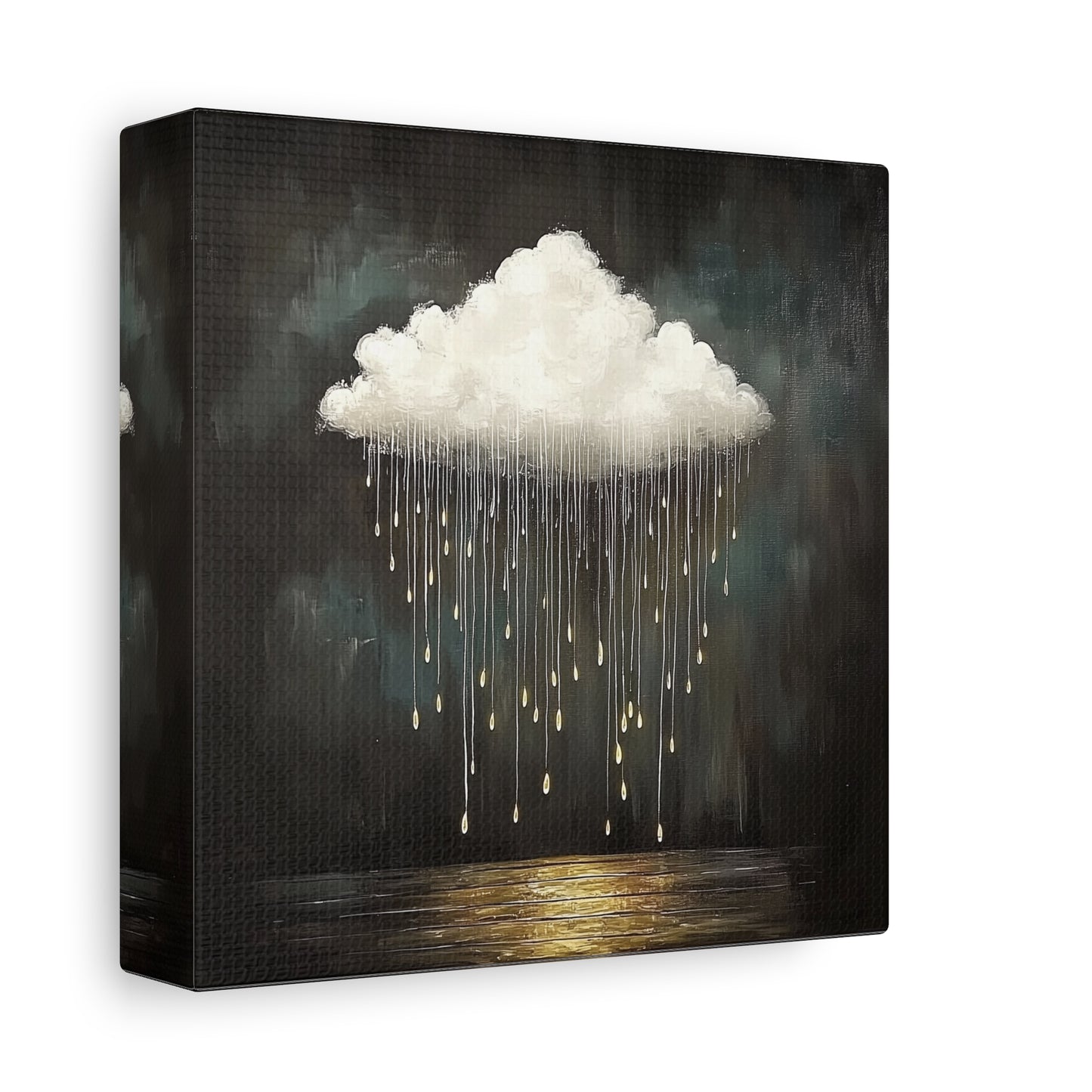 Golden Rain Cloud Canvas Wall Art | Dreamy Moody Matte Print