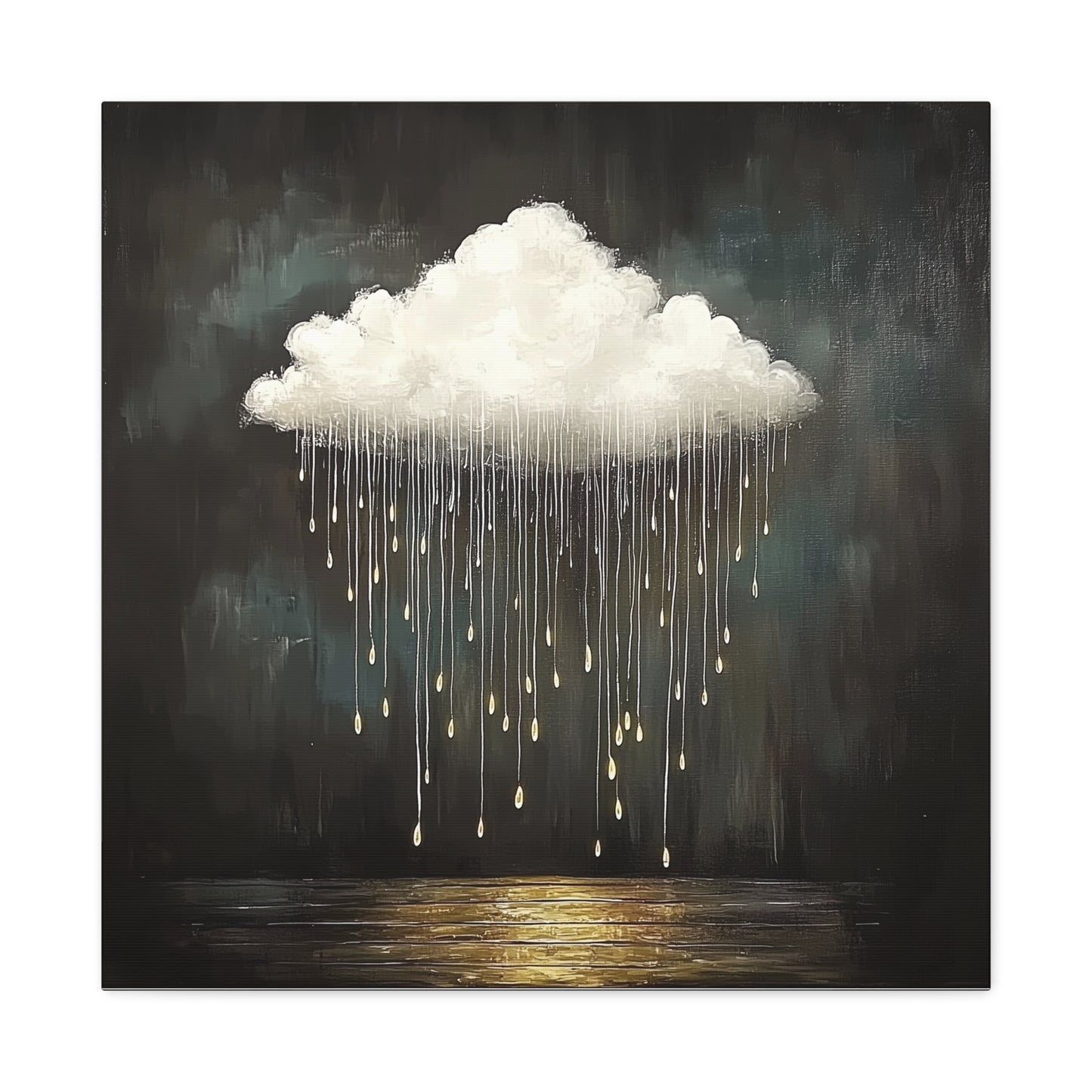 Golden Rain Cloud Canvas Wall Art | Dreamy Moody Matte Print