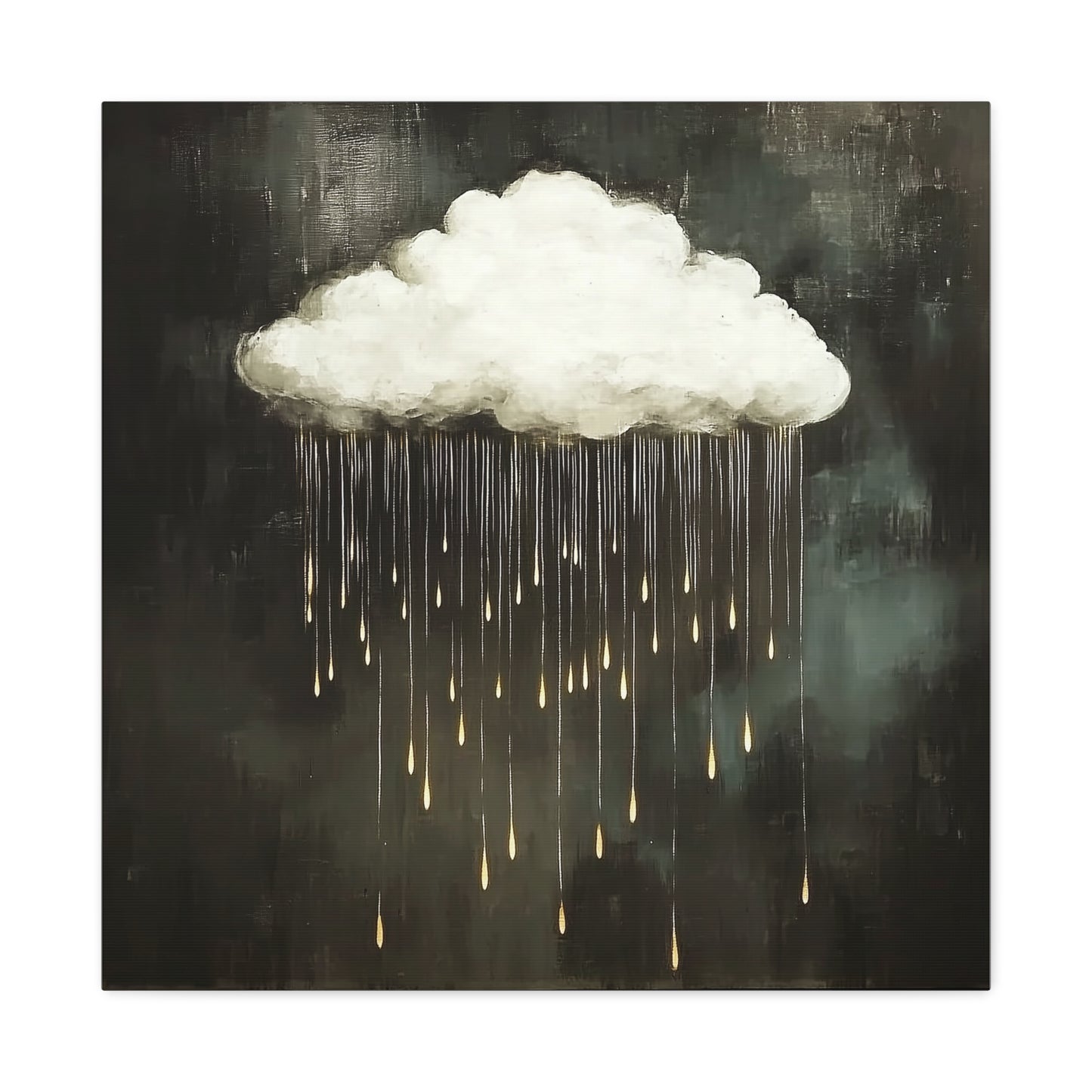 Dream Cloud — Gold Raindrops Canvas Wall Art