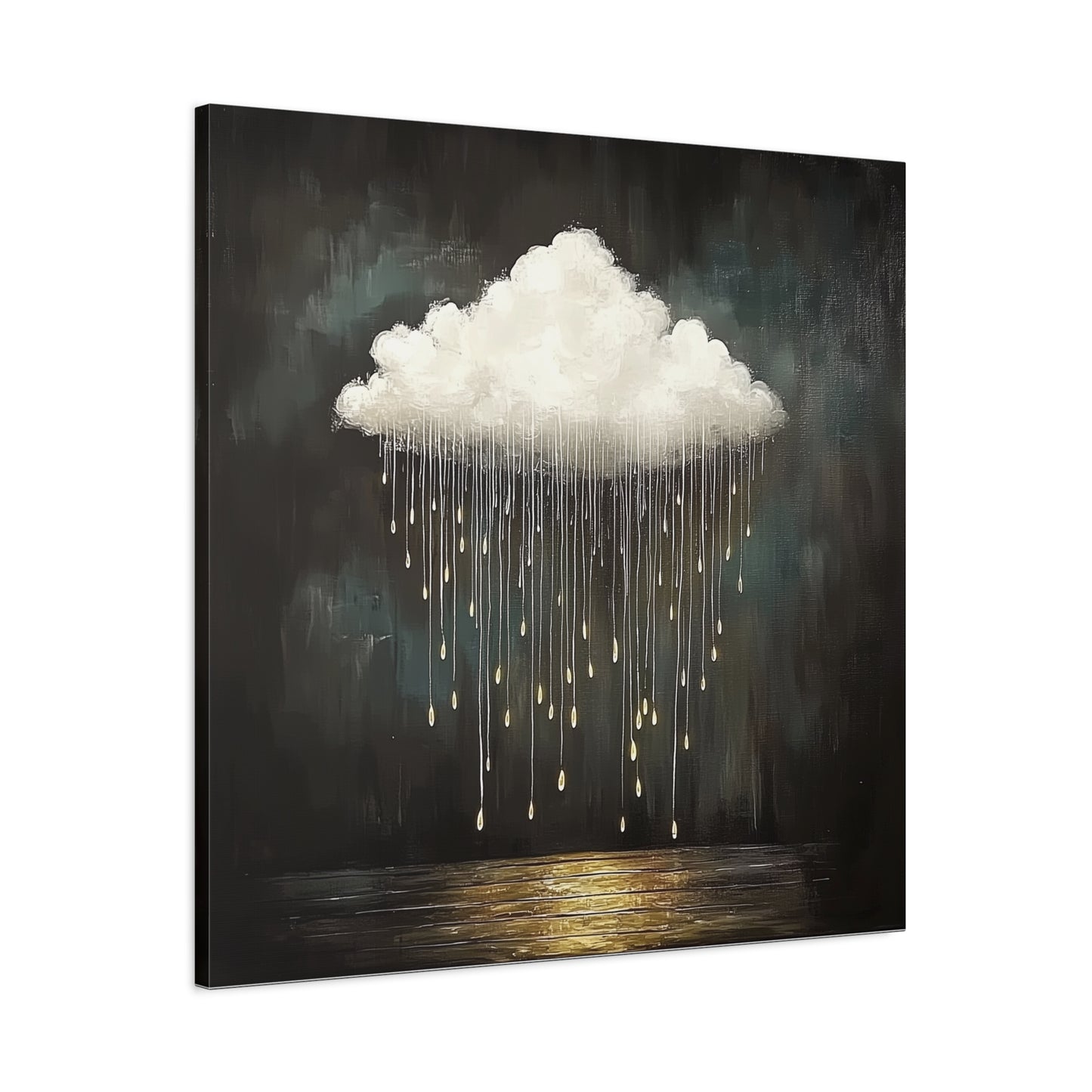 Golden Rain Cloud Canvas Wall Art | Dreamy Moody Matte Print