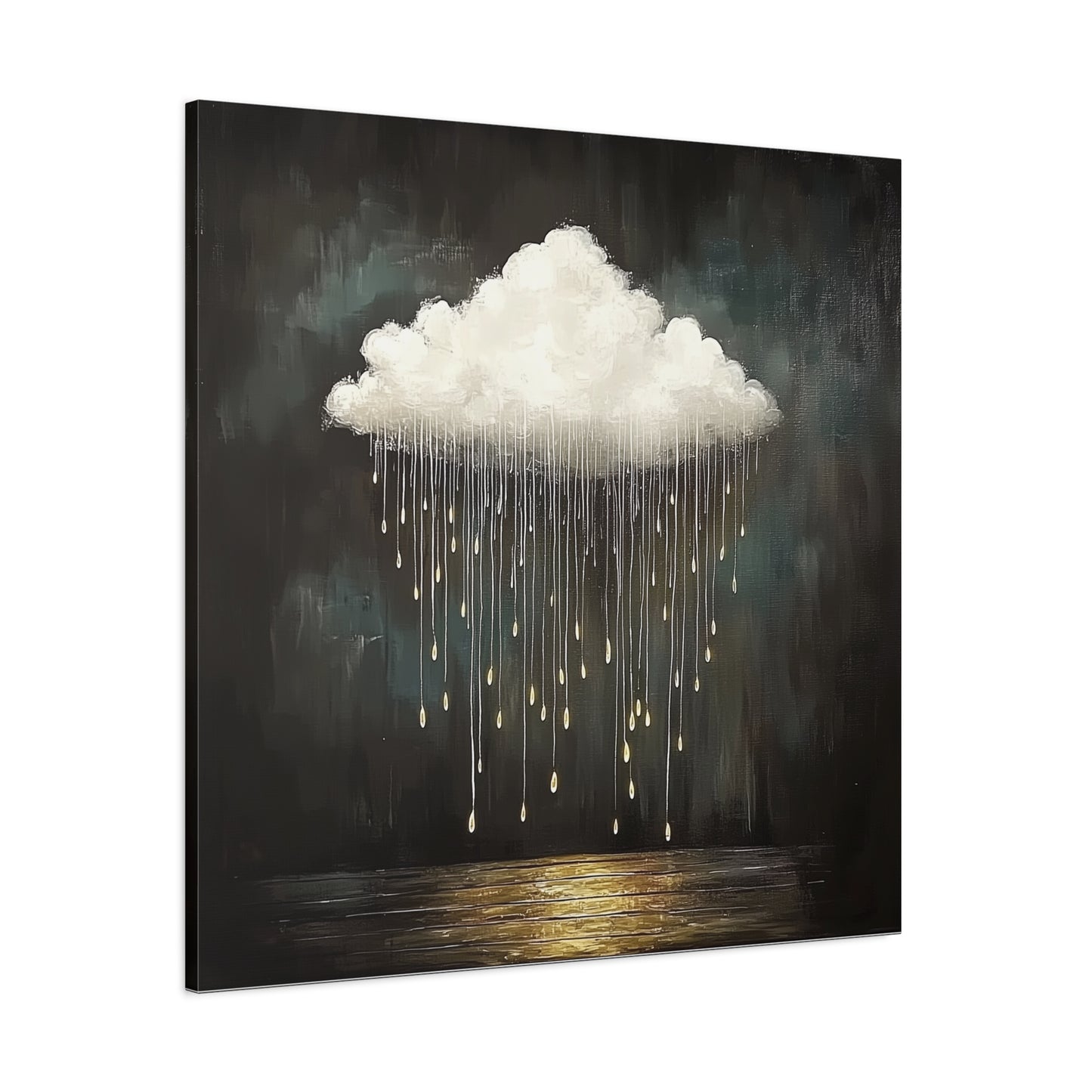 Golden Rain Cloud Canvas Wall Art | Dreamy Moody Matte Print
