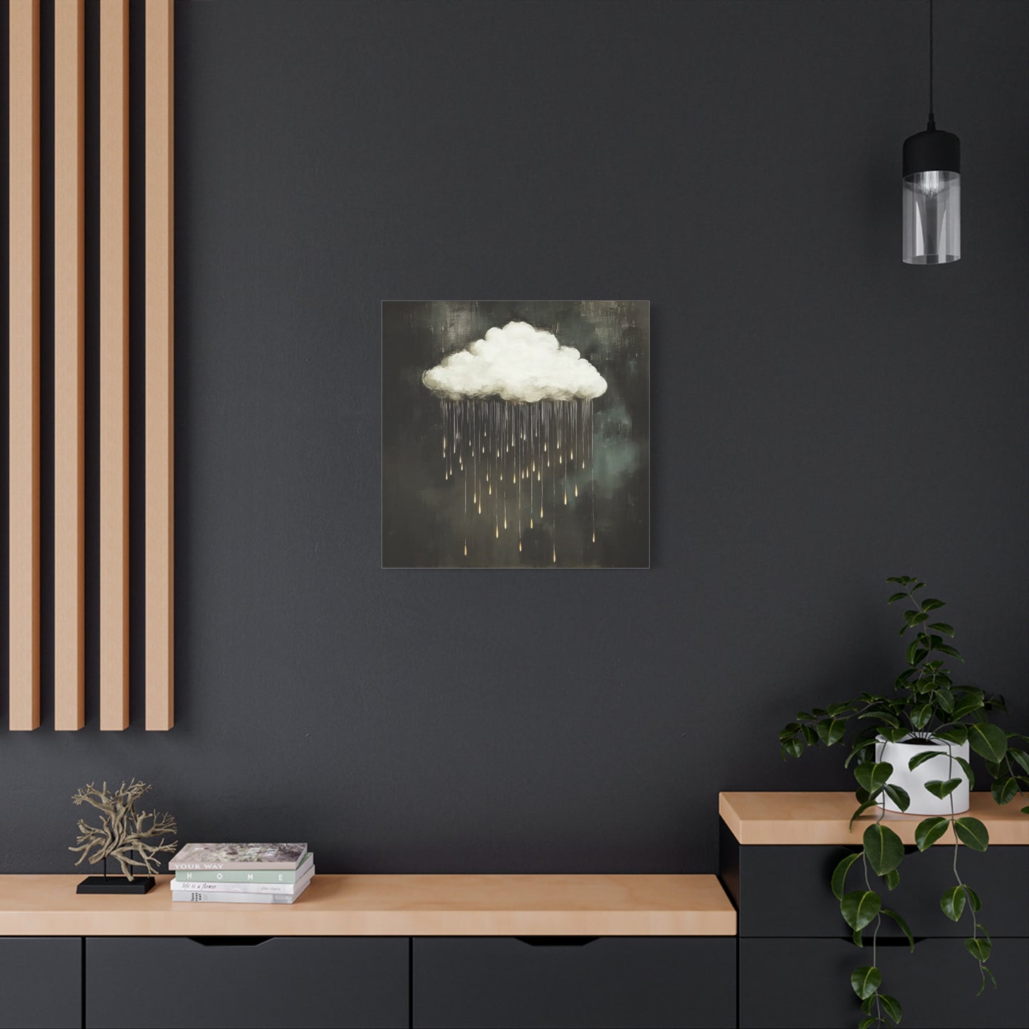 Dream Cloud — Gold Raindrops Canvas Wall Art