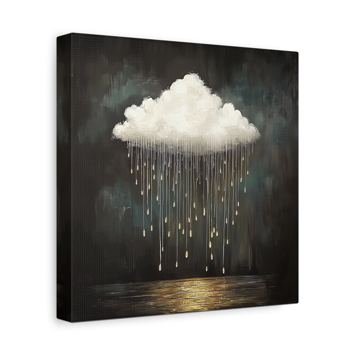 Golden Rain Cloud Canvas Wall Art | Dreamy Moody Matte Print