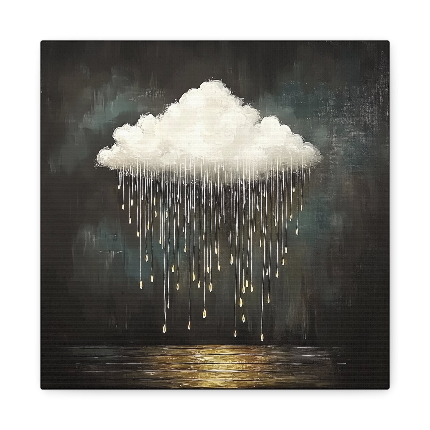 Golden Rain Cloud Canvas Wall Art | Dreamy Moody Matte Print