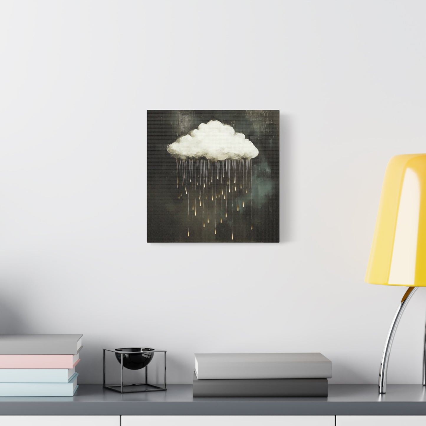 Dream Cloud — Gold Raindrops Canvas Wall Art