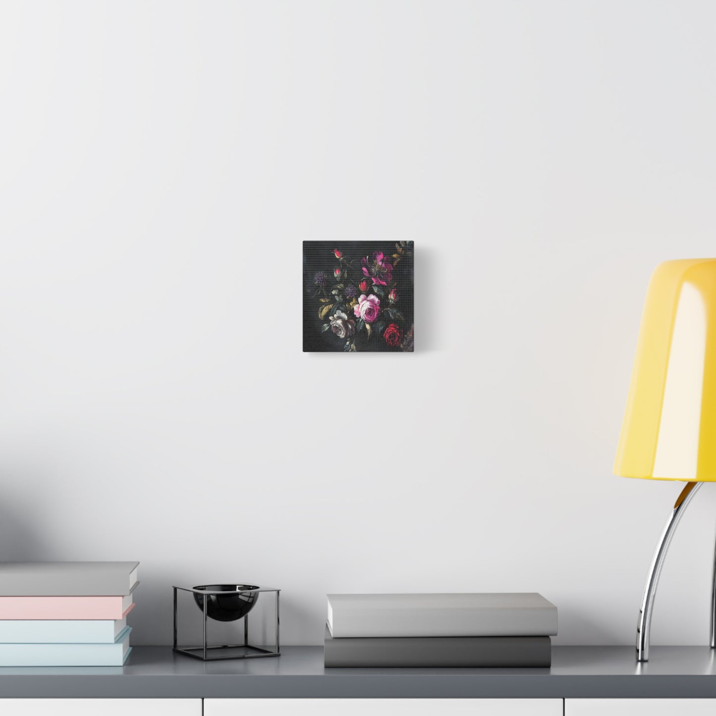 Vintage Dark Floral — Romantic Rose Bouquet Canvas Wall Art
