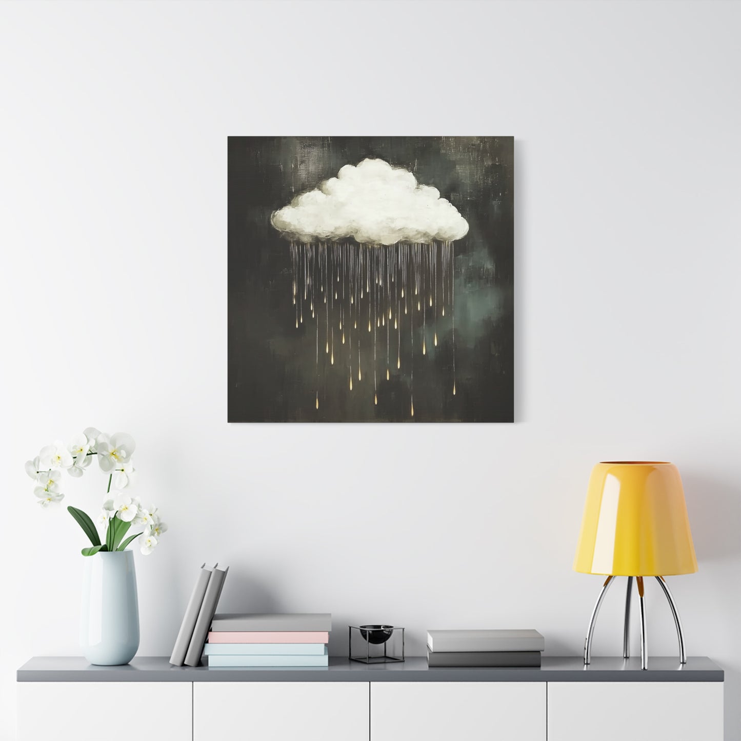 Dream Cloud — Gold Raindrops Canvas Wall Art