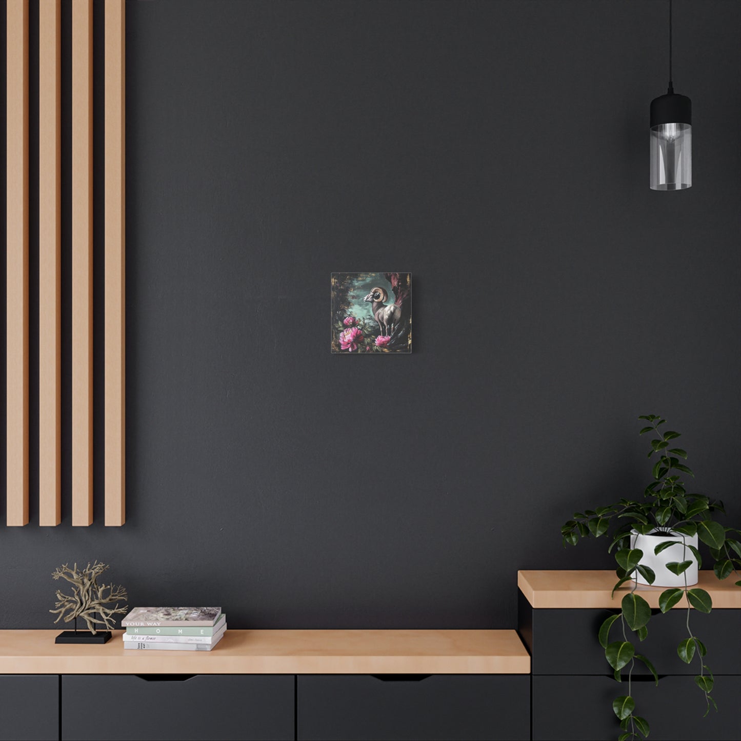 Bighorn Ram Canvas Wall Art | Wild Floral Matte Print