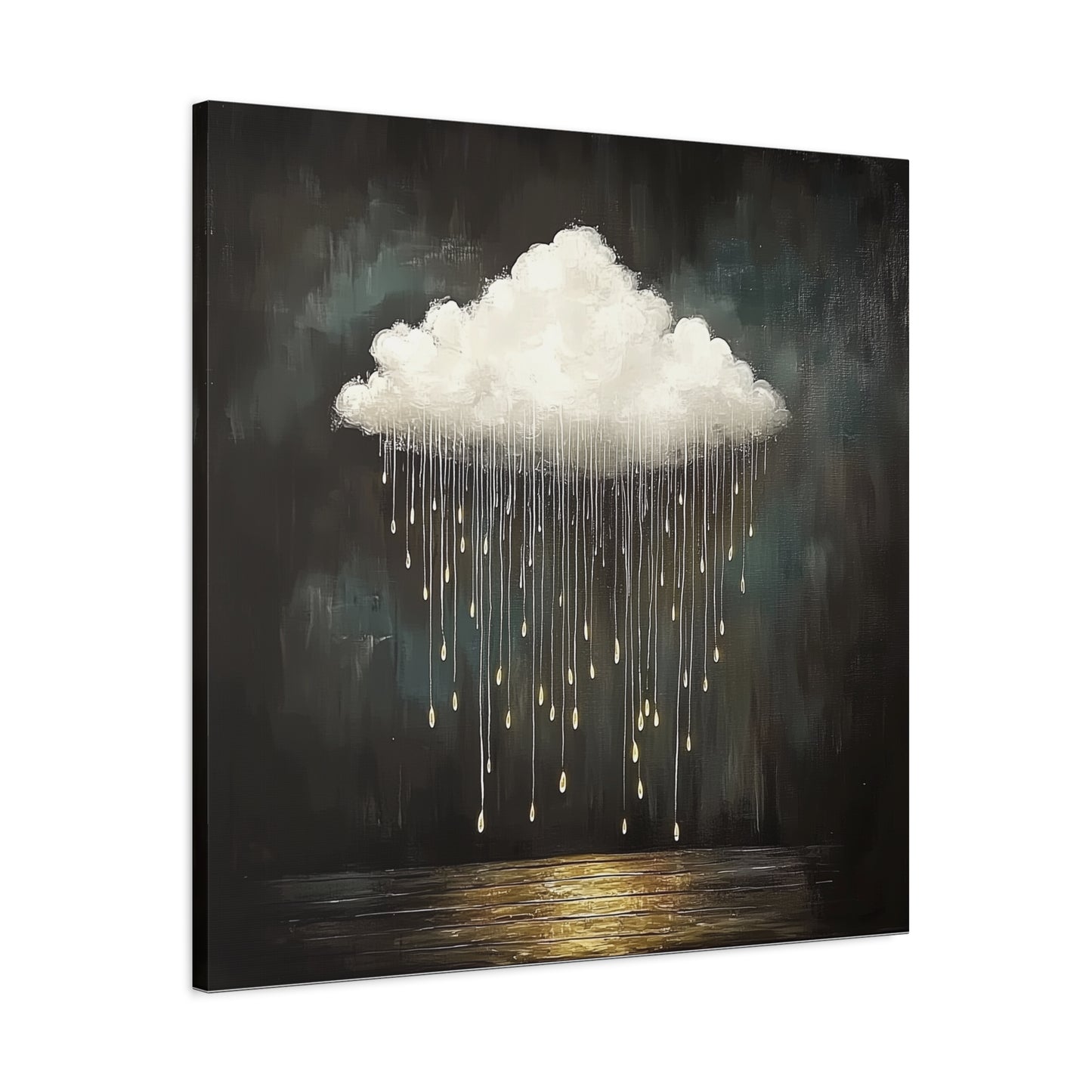 Golden Rain Cloud Canvas Wall Art | Dreamy Moody Matte Print