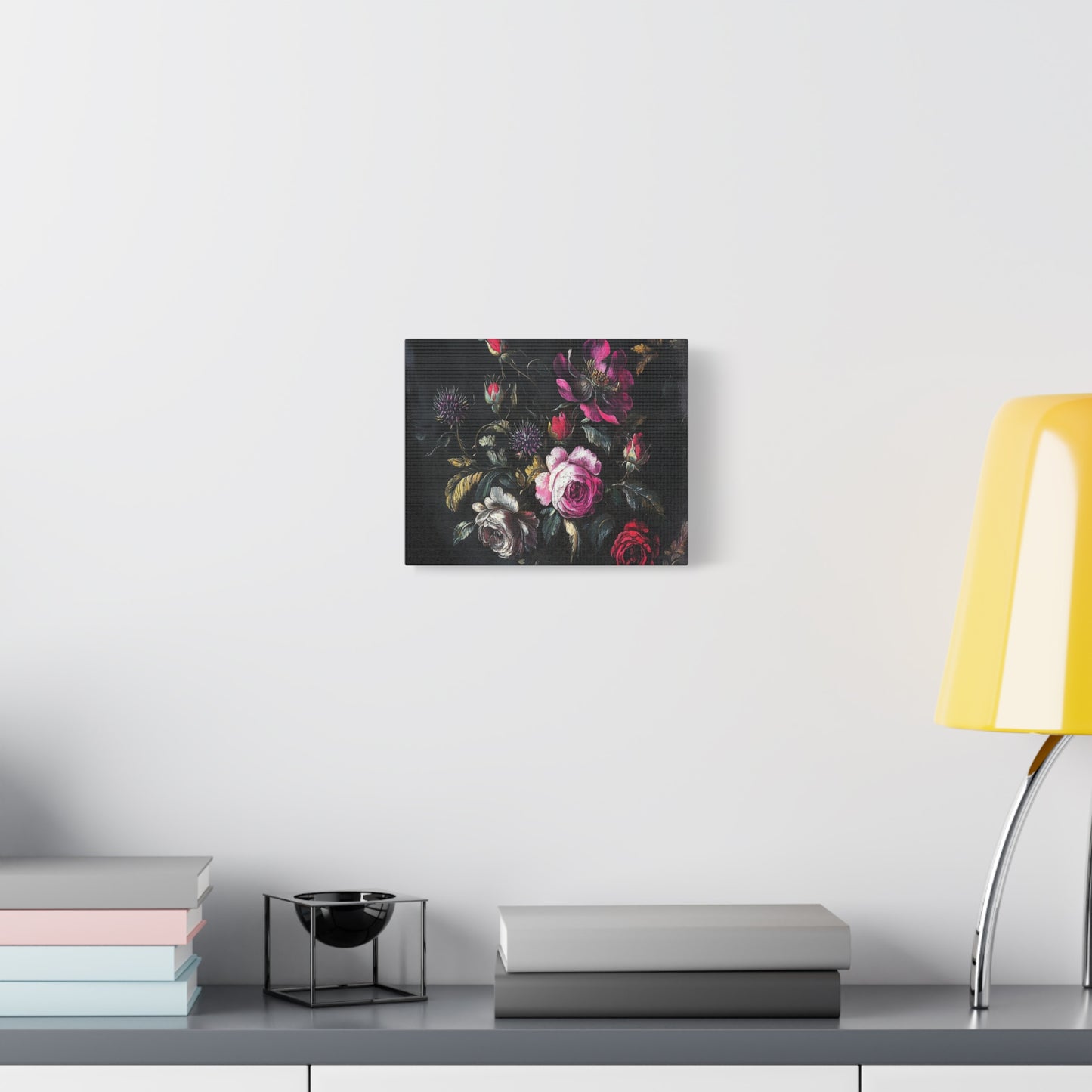 Vintage Dark Floral — Romantic Rose Bouquet Canvas Wall Art