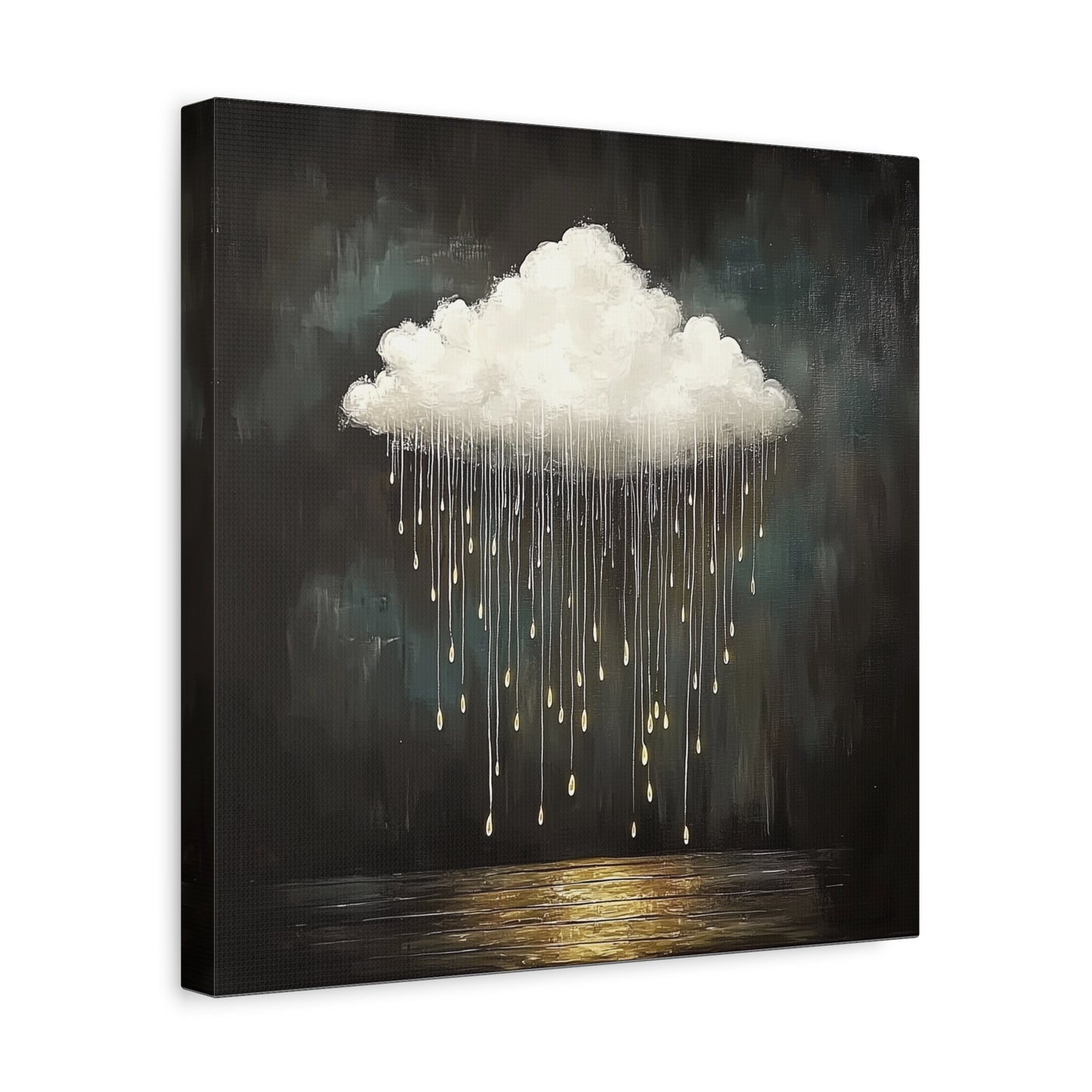 Golden Rain Cloud Canvas Wall Art | Dreamy Moody Matte Print