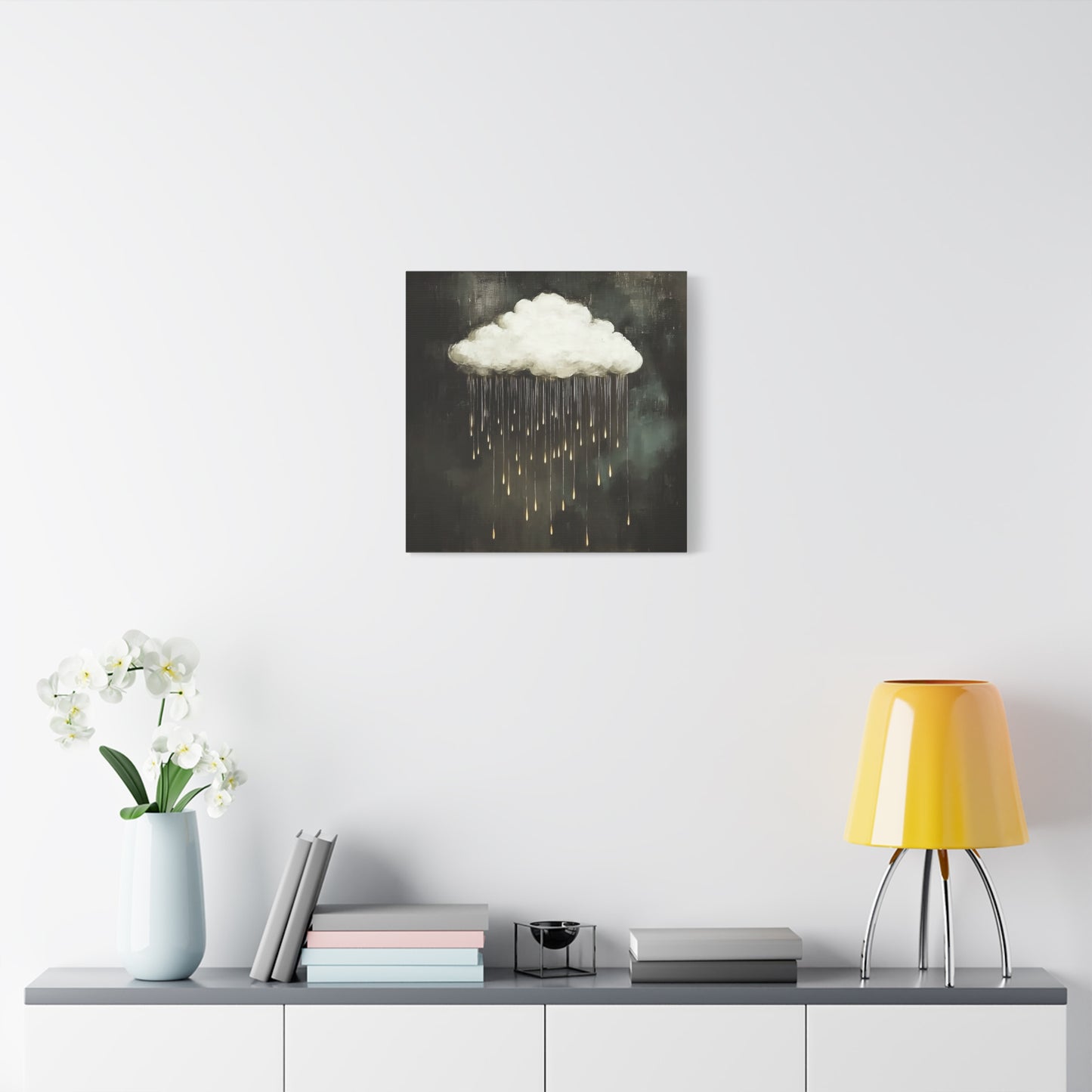 Dream Cloud — Gold Raindrops Canvas Wall Art