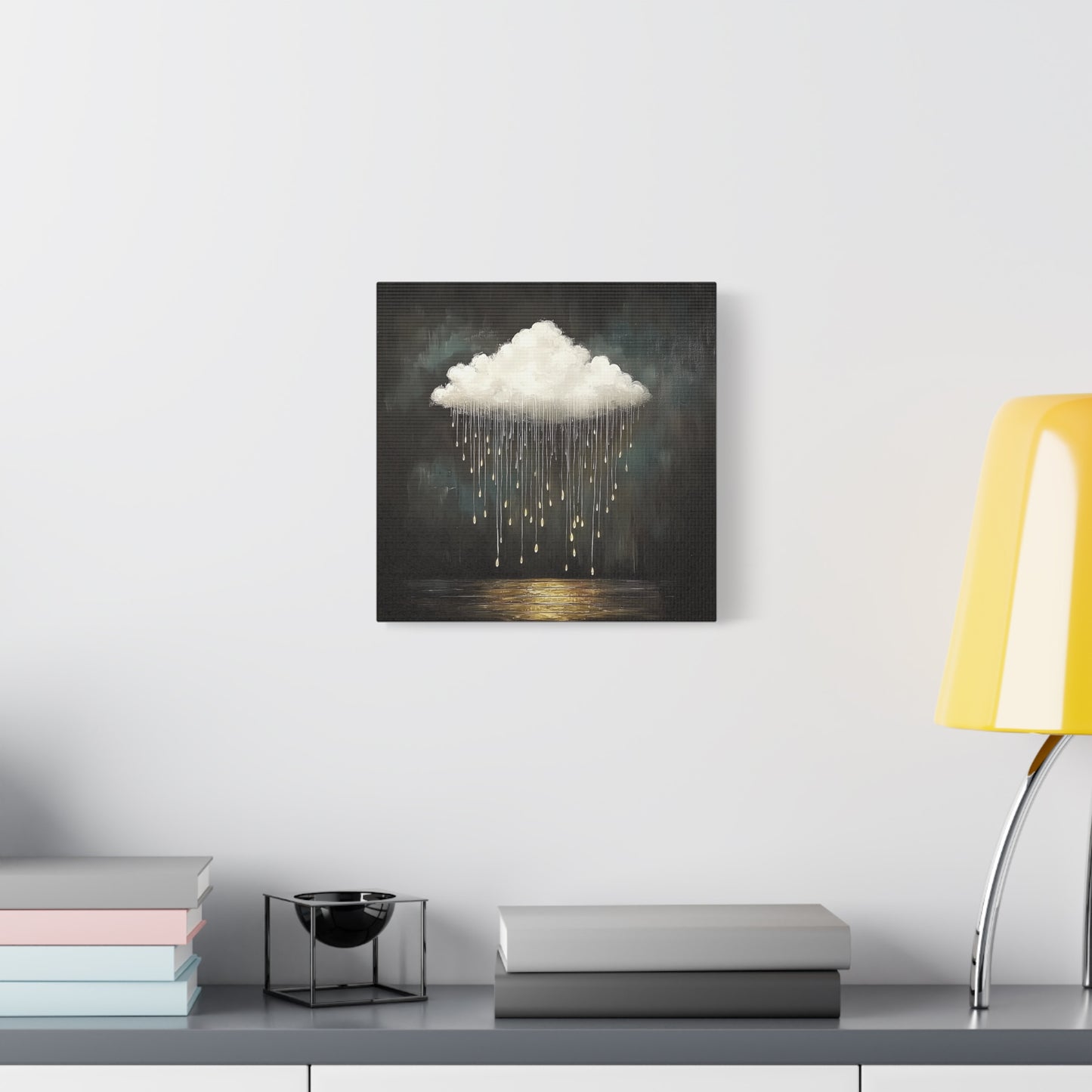 Golden Rain Cloud Canvas Wall Art | Dreamy Moody Matte Print