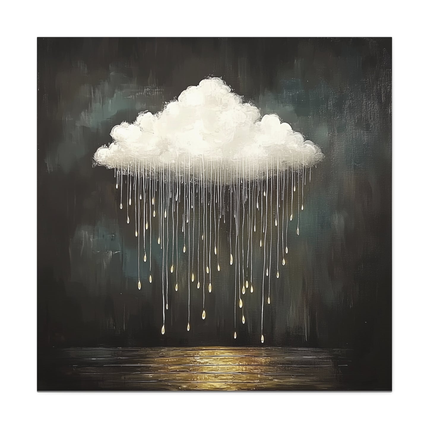 Golden Rain Cloud Canvas Wall Art | Dreamy Moody Matte Print