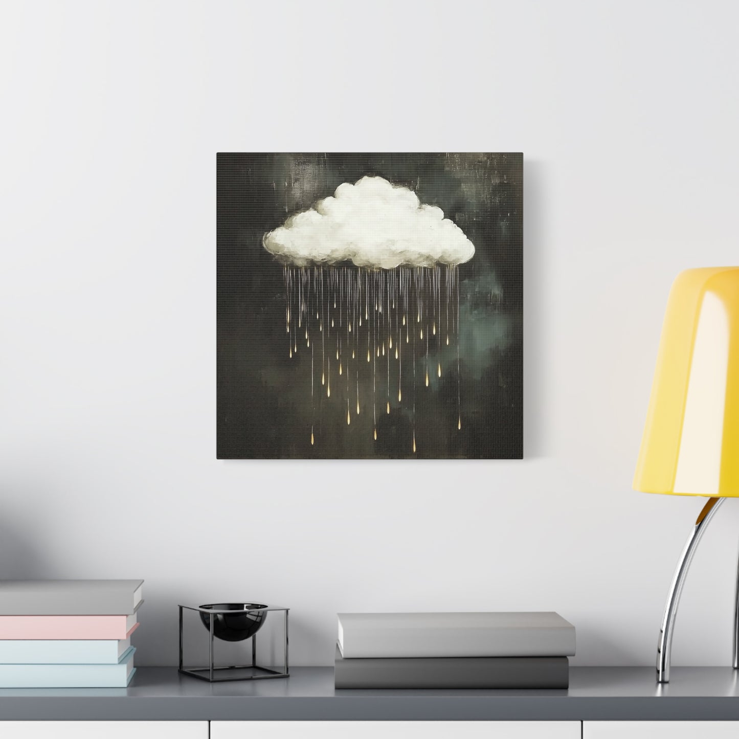 Dream Cloud — Gold Raindrops Canvas Wall Art