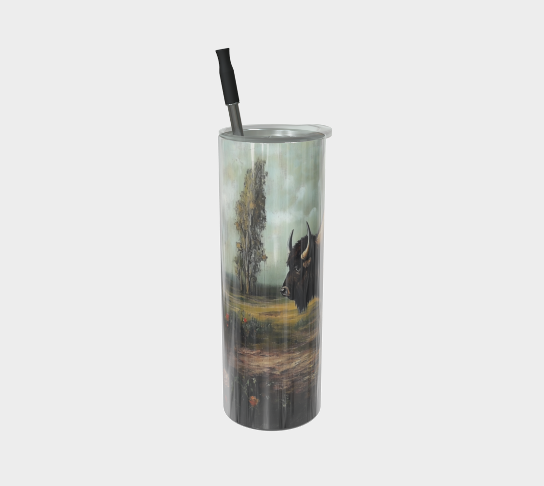 Buffalo & Roses Stainless Steel Tumbler | Western Farmhouse Drinkware