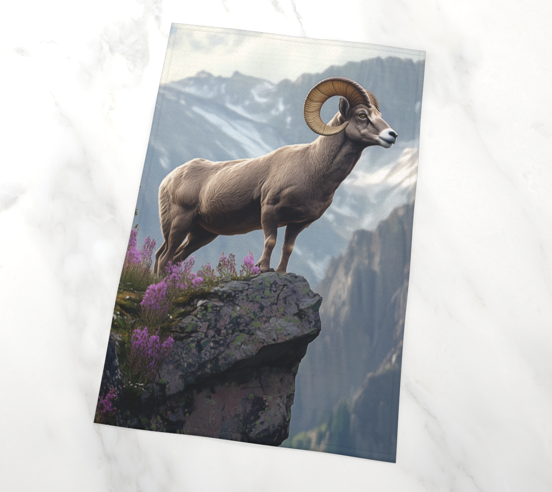 Alaska Dall Sheep Tea Towel | Mountain Wildlife Kitchen Linen