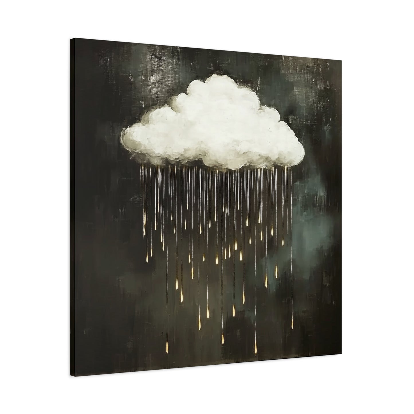 Dream Cloud — Gold Raindrops Canvas Wall Art