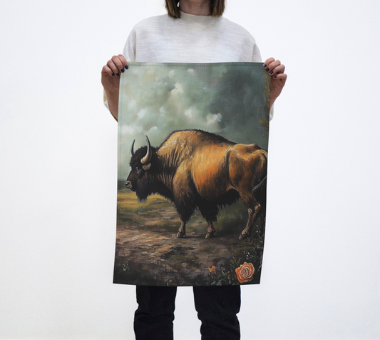 Buffalo & Roses 2 Tea Towel | Farmhouse Kitchen Accent