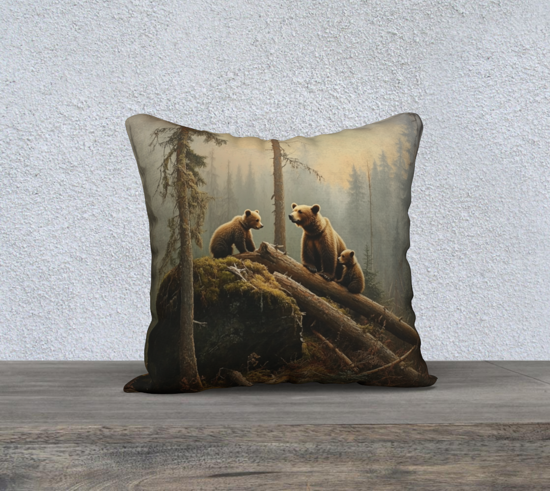 Brown Bear Mom Pillow Case | Alaska Wildlife Home Accent
