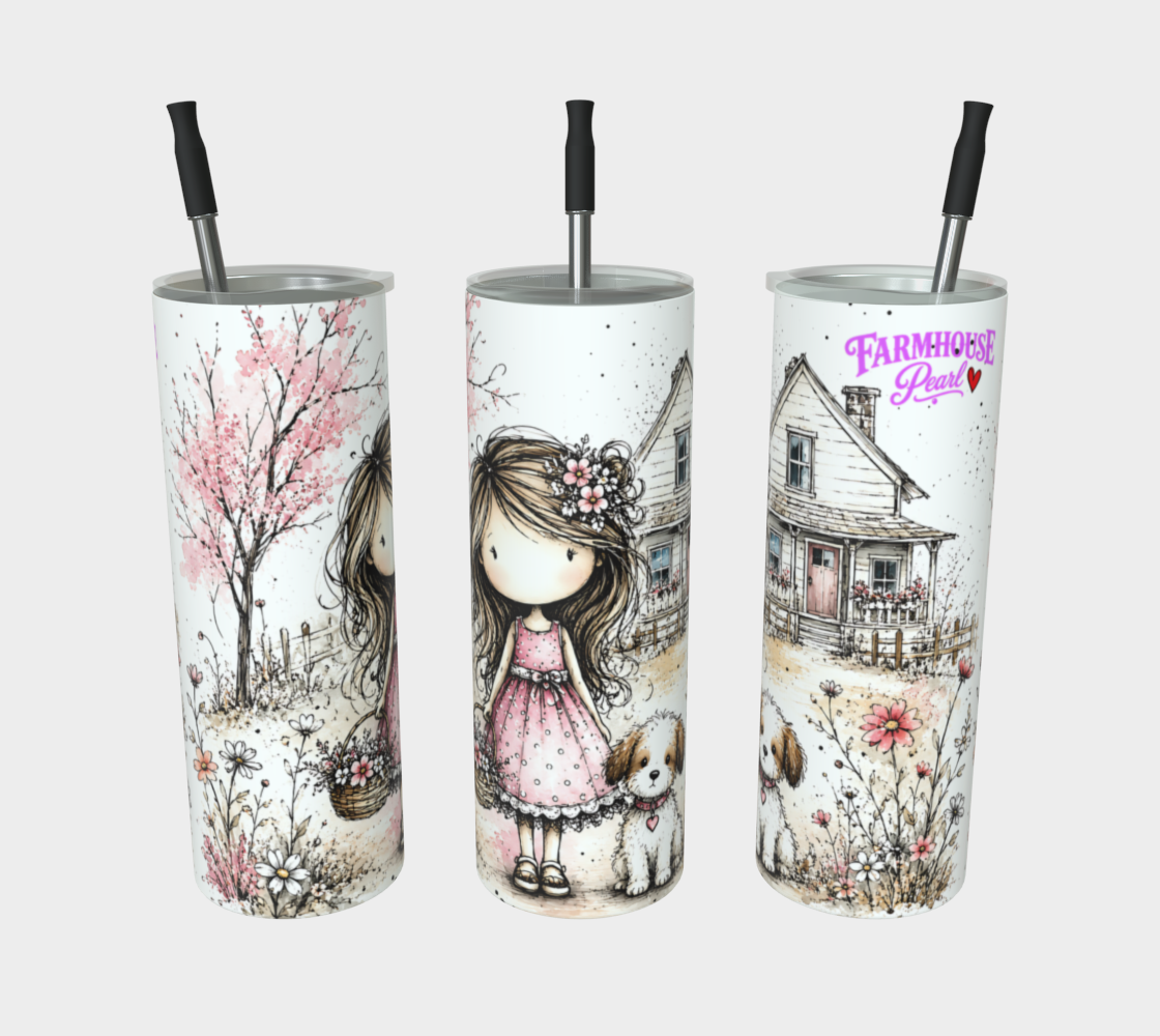 Prairie Girl & Dog Stainless Steel Tumbler | Farmhouse Drinkware