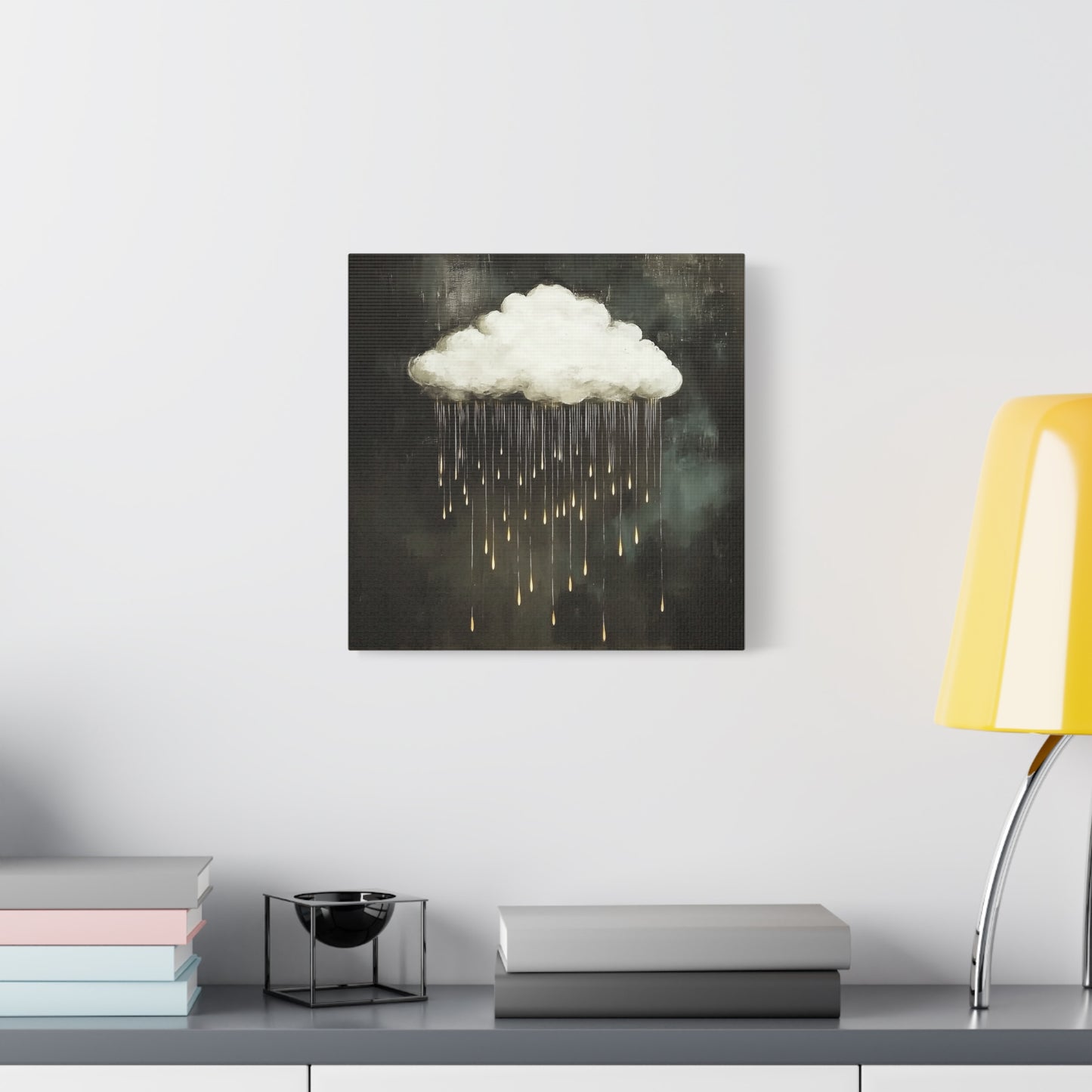Dream Cloud — Gold Raindrops Canvas Wall Art