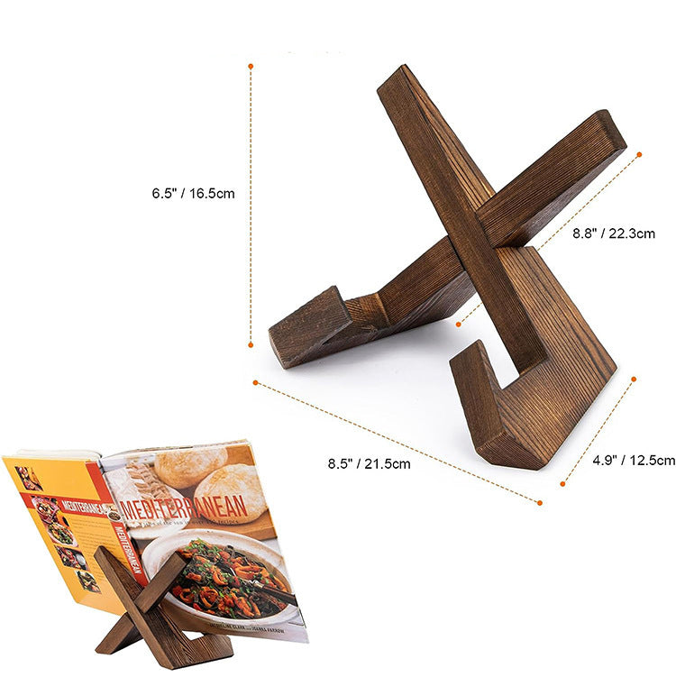 Rustic Pine Wood Cookbook Stand | Farmhouse Kitchen Decor
