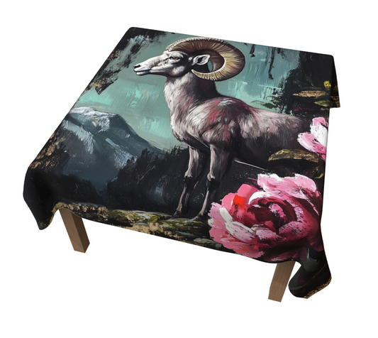 Ram & Roses 3 Tablecloth | Western Farmhouse Table Linen