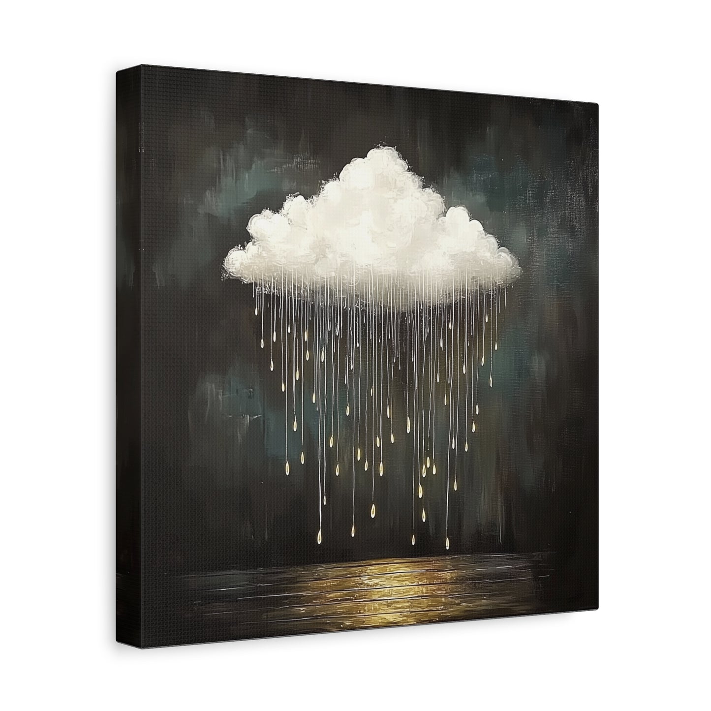 Golden Rain Cloud Canvas Wall Art | Dreamy Moody Matte Print