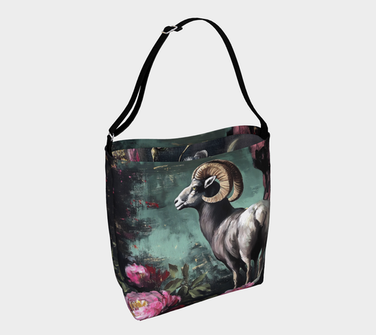 Wild Ram & Rose Tote Bag | Western Farmhouse Carry-All