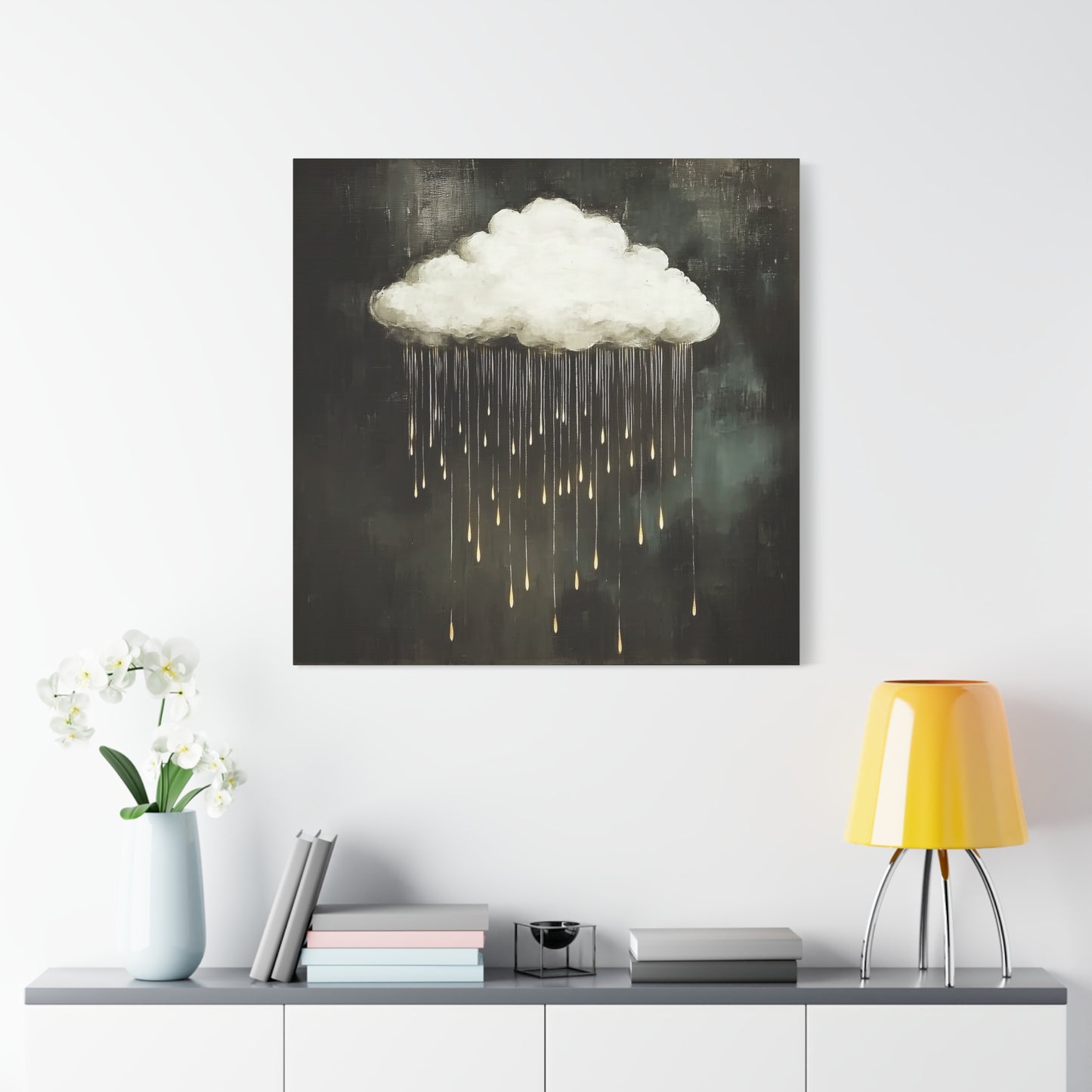 Dream Cloud — Gold Raindrops Canvas Wall Art
