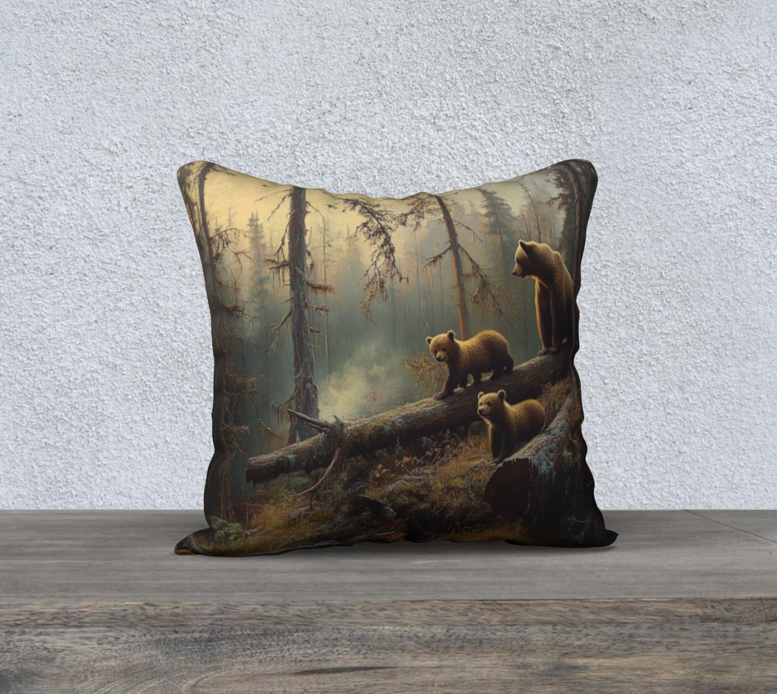 Brown Bear Mom 2 Pillow Case | Alaska Wildlife Home Accent