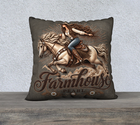 Wild Pearl Ride Cotton Canvas Pillow Case