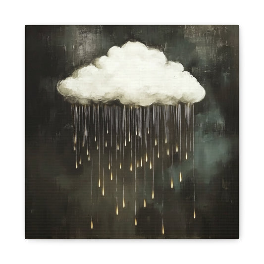 Dream Cloud — Gold Raindrops Canvas Wall Art