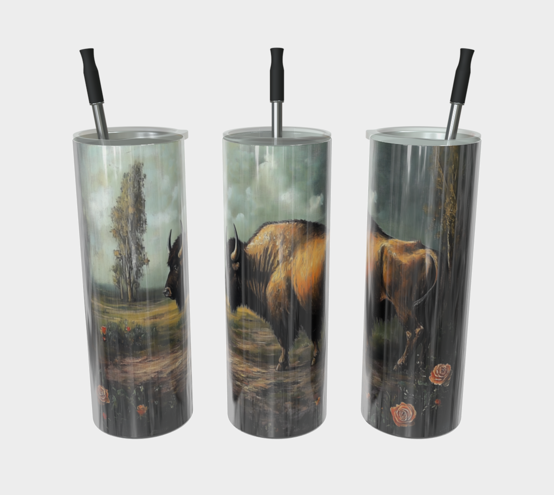 Buffalo & Roses Stainless Steel Tumbler | Western Farmhouse Drinkware