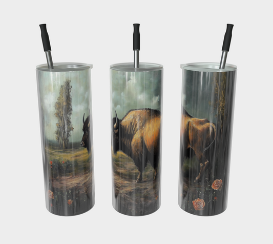 Buffalo & Roses Stainless Steel Tumbler | Western Farmhouse Drinkware